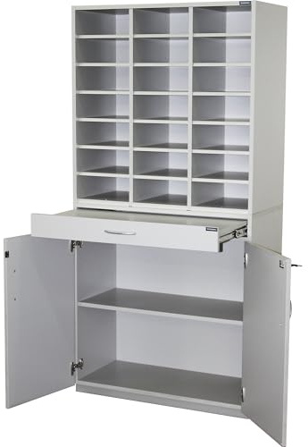 eurokraft | Sortierstation | HxBxT 1864 x 913 x 440 mm | 21 Fächer DIN A4 | lichtGrau RAL 7035