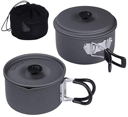 10T Kochset Ranger II Camping Topf Set 1 - 2 Mann Kochgeschirr 4 tlg. Kochtopf Set im Netzbeutel