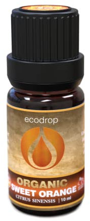 Ecodrop Sweet Orange Essential Oil - 10ml Bottle | 100% Pure & Natural Therapeutic Grade Citrus Aurantium Dulcis Oil | Clean, De-Stress & Clear Skin Aromatherapy Diffuser, Candle & Bath Oil | Organic