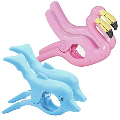 Gresunny 4pcs Strandtuch Clips klammern Winddicht handtuchklemmen strandtuchklammern groß wäscheklammern Kunststoff handtuchclips für strandliegen für Strandtuch, Badetuch, Pool, wäscheleine