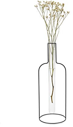 Balvi Vase Bottle Silhouette XL Couleur Noir Vase décoratif en Verre et en métal. Vase Originale en f