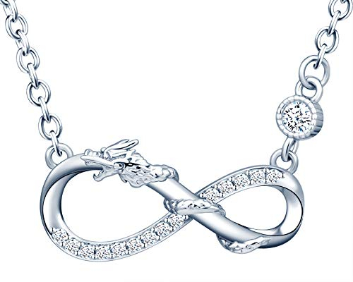 INFINIONLY Damen Halskette Anhänger, 925 Sterling silber Schmuck-Sets, drache Halskette, Silber, Intarsien Zirkon, Tier-Unendlichkeitssymbol Schmuck Set