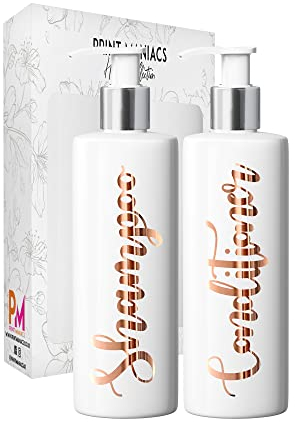 Print Maniacs 2 Set Mrs Hinch Inspired White Personalised Dispenser Pump Bottles Shampoo Conditioner (Copper)