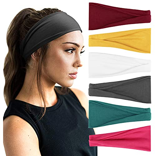DRESHOW 6 Pièces Bandeau Cheveux pour Femme Yoga Courir Bandeaux Sport Entraînement Bandeaux Mignon Accessoire