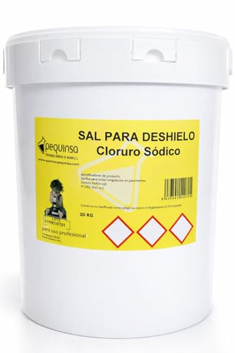 PEQUINSA Sale per sbrinamento secchio 20 kg per sciogliere il ghiaccio in accesso, strada, parcheggi e prevenire efficacemente la formazione di ghiaccio.