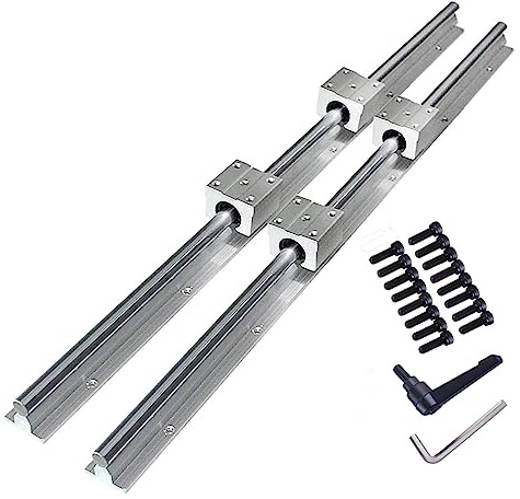 GooEquip 2 Stück Linearschiene SBR12 700 mm Linearlager-Gleitset mit 2 Linearführungswellen und 4 SBR12UU Lagerblöcken, Führungsschienenset für Drehmaschinen(SBR12-700mm)