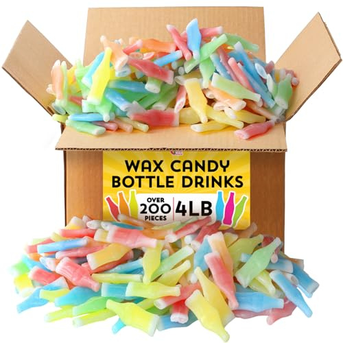 Wax Bottle Candy - 4 Pounds - Pastel Favors | Bulk Wax Candies - 90s Novelty Treats - Candy Drinks