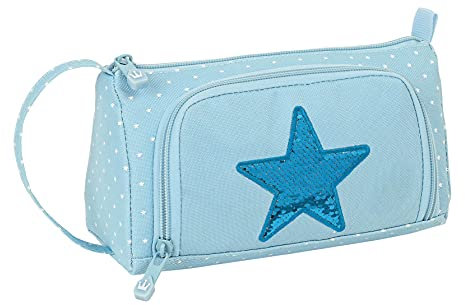 Glowlab Federmäppchen mit aufklappbarem Tasche, hellblau, 200x85x110, Federmäppchen zum Aufklappen