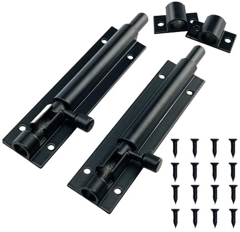 2 Pcs Shed Door Locks Heavy Duty Black Door Bolt Barrel Sliding Latch Lock Durable Slide Bolt with Screws for Shed Doors Gates and Outhouse Doors,Black (4 inch(100mm))