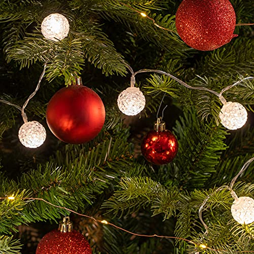 com-four® 2x LED Lichterkette mit Kugeln - Lichterkette mit LED-Licht - Dekorative Beleuchtung für Weihnachten, Geburtstag, Hochzeit oder Party (02 Stück - Lichterkette transparent)