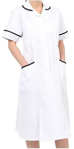 Woman Healthcare Dress Tunic Nurses Uniform Medical Dental Therapist Dress, Available in Navy, Royal, Sky, White Colors, Sizes Range: 6-30