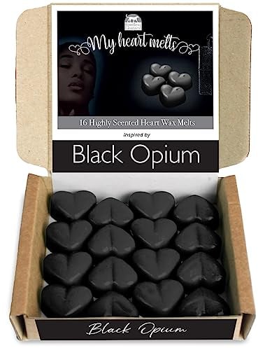 Black Opium Wax Melts: 16 pcs x 5g Heart Shaped Scented Wax Melts Inspired by Black Opium