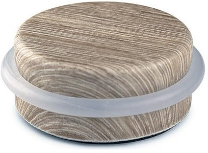 Selbstklebender Türstopper aus Kunststoff und Metall, dekoriert aus amerikanischem Nussbaum Ø4,6x1,8cm INOFIX