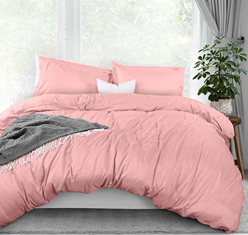 Utopia Bedding Duvet Cover Queen Size Set - 1 Duvet Cover with 2 Pillow Shams - 3 Pieces Comforter Cover with Zipper Closure - Ultra Soft Brushed Microfiber, 90 X 90 Inches (Queen, Pink)
