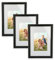 KHG Holz-Bilderrahmen lackiert mit stabilem Glas und Passepartout, DIN A4, Ideal für Portraits, Urkunden, Poster, Puzzles & Collagen - Schwarz, 3 Stück 21x30 cm