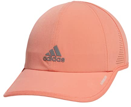 adidas Women's Superlite Relaxed Fit Performance Hat, Semi Coral Fusion Pink/Silver Metallic, One Size