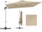 COSTWAY Ombrellone da Giardino 300 cm, Ombrellone Quadrato da Esterno con Rotazione a 360°, Inclinazione Regolabile, Base a Croce, 8 Stecche (Beige, 300 x 300 x 261 cm)