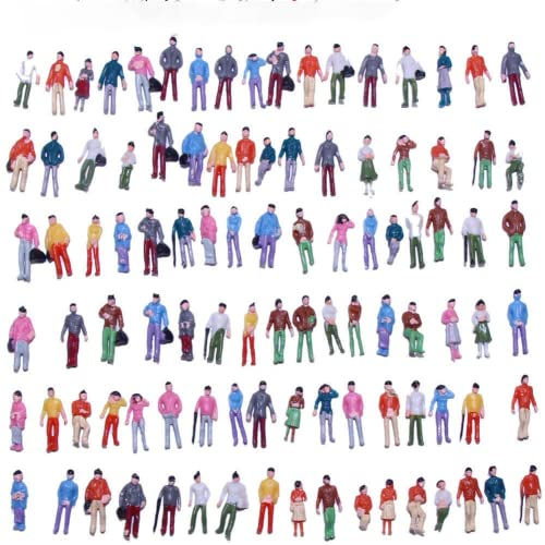 ZYWUOY 100 Stück bemalte Figuren, 1:200 Personen, stehend, sitzend, Miniatur-Passant, Züge, architektonische bemalte Figuren für Miniatur-Szenen
