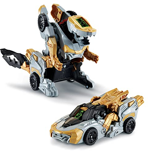 VTech Switch & Go Dinos 1'Click, Dinosaurier mit Sound, Vulcanion, Mega Drache, 2-in-1-Spielzeug, automatische Umwandlung in EIN Rennauto, Geschenk für Kinder ab 4 Jahren – Inhalt in Französisch