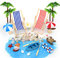 22 Stück Strand-Mikrolandschaft Miniatur Dekoration Mini-Stranddekorationen Miniliegestuhl Strandkorb Sonnenschirm Kleine Palme Deko Accessoires für DIY Zen Garten Dekoration Einzigartiges Geschenk