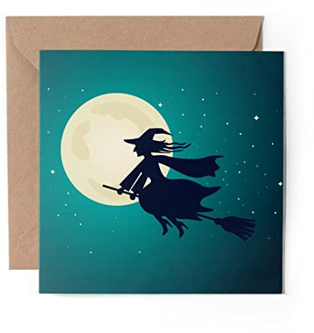 1 x Grußkarte (Fotoeinsatz) – Halloween Wicked Witch Cartoon – Blanko Geburtstagsfeier Jahrestag #16738
