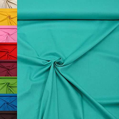 MAGAM-Stoffe Alina Baumwollstoff 100% Baumwolle Oeko-Tex Meterware Coupon (250cm, Türkis)