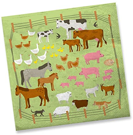 Bauernhof-Farmer-Party 20 Servietten - Größe: ca. 33 x 33cm