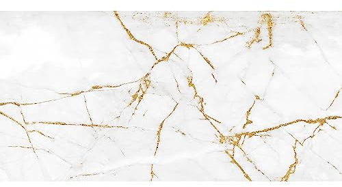 HUBDECO Schutzunterlage für den Schreibtisch - Schützt Schreibtisch vor Kratzern und Schäden - Langlebig, Hitzebeständig - Pflegeleicht, Wasserfest - Mauspad - 120x60cm - Weißer und goldener Marmor