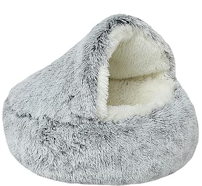 MMIAOO Kleines Hundebett & Katzenbett, rund, weich, Plüsch, flauschig, weiches Plüsch-Katzenhöhle, Bett für Indoor-Katzen und Hunde