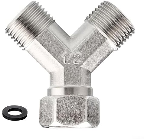 Hose Splitter, 1PCS Copper Dishwasher Washing Machine Tap Y Dual Splitter 1/2 inch Pipe Connector Three Way Hose Tap Connector