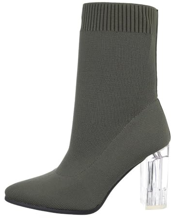 Ital Design Damen Stiefeletten mit Blockabsatz, spitze Form