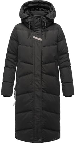 Navahoo Damen Wintermantel Warmer Steppmantel lang mit Kapuze Kuschelmausi S-XXL
