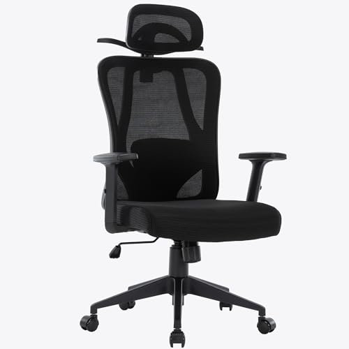 TRISENS Bürostuhl mit platzsparendem Kleiderbügel - ergonomischer Schreibtischstuhl mit Nacken- und Lordosenstütze - komfortabler Gamingstuhl mit Netzrückenlehne und Wippfunktion, Farbe:Schwarz