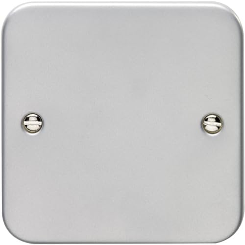 Single Heavy Duty Metal CLAD Blanking Plate Round Edged Wall Box Hole Cover Cap - Wiring Outlet Cable Tidy