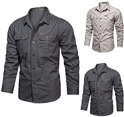CUTeFiorino Chemise d'extérieur à manches longues pour homme - Sans repassage - Coupe droite - Chemise à manches longues blanches - Coupe droite - Infroissable - Chemise d'extérieur pour homme -