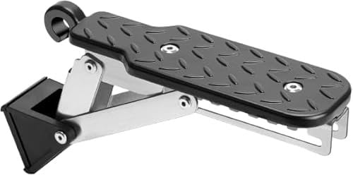 Drado Marchepied de Porte de Voiture Universel, Pédales de Porte Pliables Portables, Alliage d'Aluminium Noir, Antidérapant, Capacité de Charge de 250 Kg, Facile à Installer