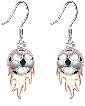 POPLYKE Sterling Silber Fußball baumeln Ohrringe Hypoallergen Sport Ball Schmuck Geschenke für Frauen Sportliebhaber
