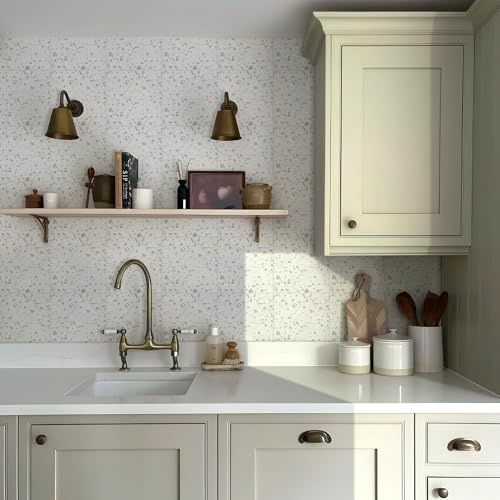 Alwayspon Fliesenaufkleber, 50 Stück x 15 cm, weißer Terrazzo, selbstklebender Aufkleber für Badezimmer, Küche, Backsplash für Herd, abziehen und aufkleben, selbstklebende Vinyl-Wandfliesen-Aufkleber