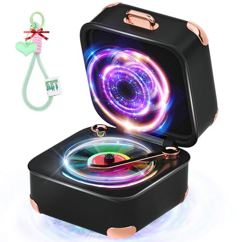 Retro Bluetooth Speaker with Lights【2025 Brit Design Award – A Vintage Aesthetic Art Piece】【52mm Titanium Diaphragm for Hi-Fi Audio】Vintage Suitcase Design with Manual Knob Controls&Lighting Effects