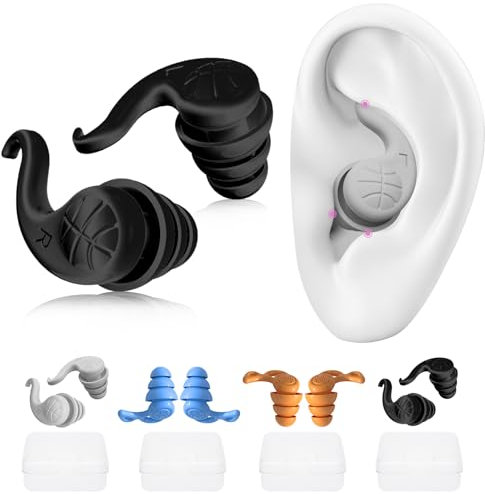 wenweo 4 pares de tapones para los oídos de natación para adultos, tapones para los oídos para dormir, reutilizables de silicona para nadar, surf, buceo y también pueden reducir el ruido (estilo 1)