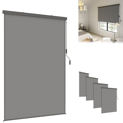 MAYTIIMO Sichtschutz Rollo 160 x 250 cm, Senkrechtmarkise für Balkon, Terrasse, Garten, Mit Kurbelbedienung, Sonnenschutz & Windschutz Wetterfest Rollo für Außenbereiche geeignet(Grau)