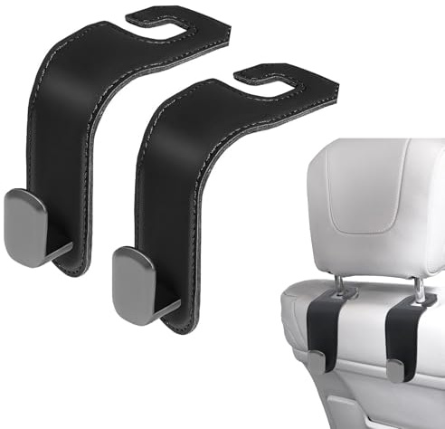 Shwdsy Cintre Voiture, 2 Pièces Crochet Portiere Voiture, 360° Rotatif Porte Veste pour Appui-Tête, Cuir Crochets Siège Voiture, pour Appuis-Tête de Voiture, Suspension de Sacs à Dos, Chapeaux
