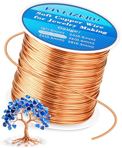 FIVEIZERO 82ft 20 Gauge Copper Wire for Jewelry Making, Pure Dead Soft Bare Copper Wire for Electroculture Gardening, Crafting, Beading, Sculpting