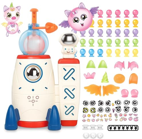 DIY Space Magic Balloon Craft Kit, Sticker Decorated Balloons Set for Kids, Rocket Air Pump Fun with Balloon Monster Pals, Rocketblast Lab - Launch, Learn, And Play (Deluxe Set-400Pcs)