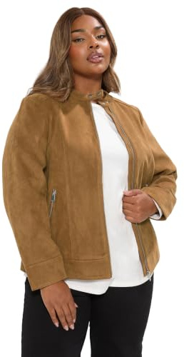 Yours Curve Faux Suede Jacket - Women's - Plus Size Curve