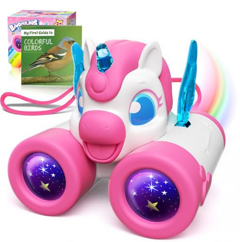 Binocolo Bambini con Guida Uccelli, Unicorno Bambina Regalo 3-12 Anni Giochi Bambina 3 4 5 6 7 8 9 Anni, Giocattolo Bambini Gioco Bimba 3-10 Anni Femmina Esterno Giardino Educativo Regali Compleanno