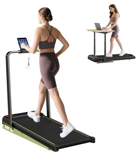 SPORTNOW Tapis de Marche Pliable 2 en 1 Inclinable 10% 1-6 km/h 2,0HP Noir | Walking Pad avec Télécommande et LED, Treadmill Compact, Utilisable Sous Bureau, Tapis de Course Maison & Bureau