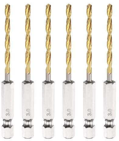 QUARKZMAN Titanium Spiralbohrer 3mm 1/4 Schaft 80mm 6 Stück | HSS Hochgeschwindigkeitsstahl Bohrer für Metall Edelstahl Gusseisen Holz Kunststoff