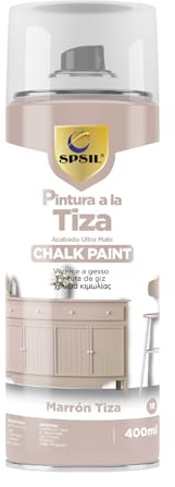 SPSIL Chalk Paint Spray Marron Tiza 400ml Pintura en Spray Ultra Mate a la Tiza,Efecto Retro y Vintage para Muebles de Madera, Metal, Cerámica,Imprimación en Spray