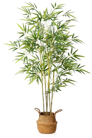 BLUE BAZAAR 140cm Artificial Palm Tree Indoor Tall Faux Tropical Areca Tree | Large Fake Green Plant in Black Pot for Home Office Living Room Bedroom Corner Décor with Lifelike Leaves